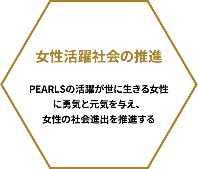 女性活躍社会の推進 PEARLSの活躍が世に生きる女性に勇気と元気を与え、女性の社会進出を推進する